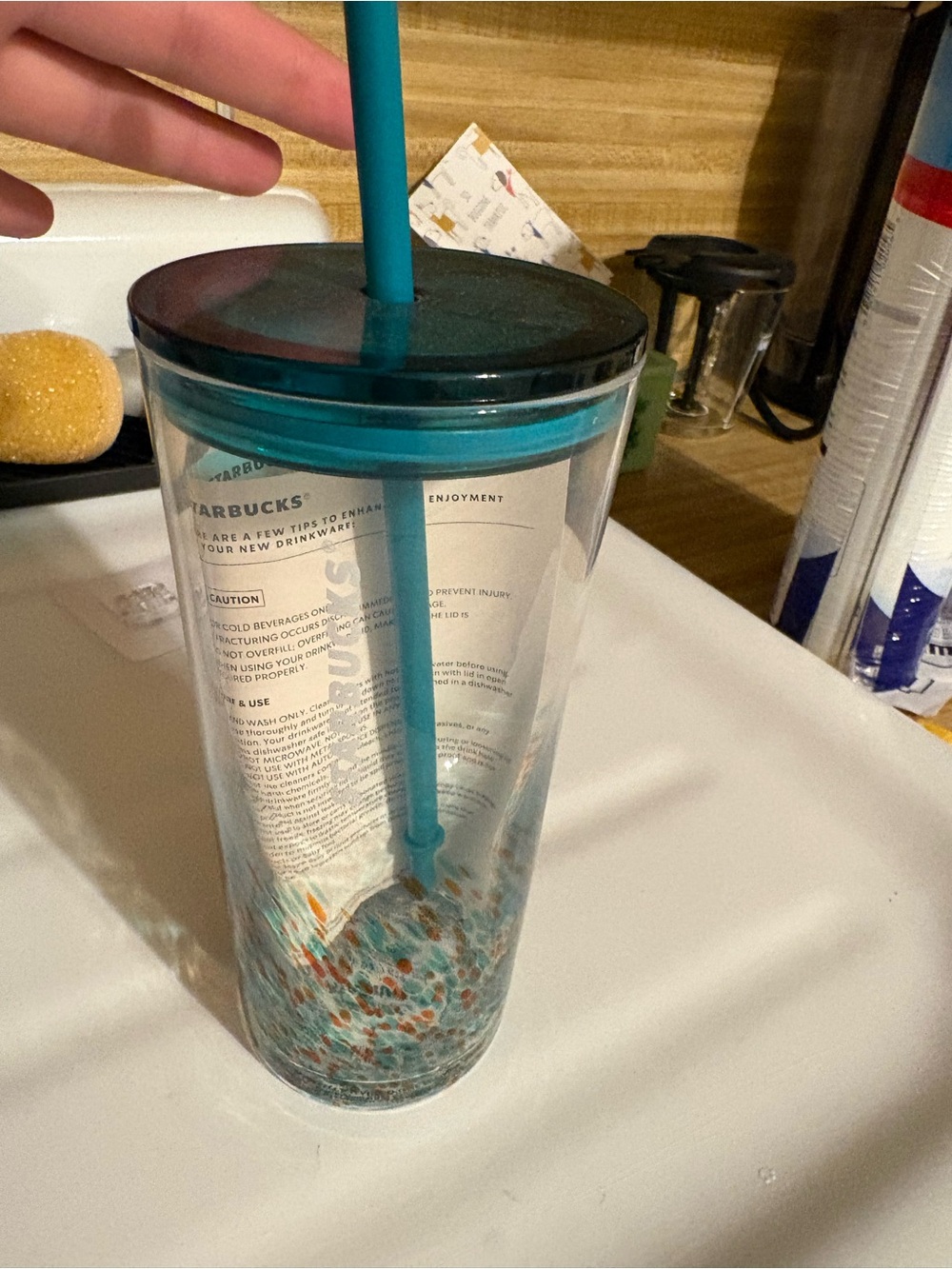 Starbucks Teal Acrylic Tumbler with Straw - Picture 3 of 5
